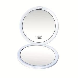 TEMU 포엠신 초슬림 휴대용 거울 - 10배율 이중면 메이크업 미러, 접이식 디자인의 컴팩트한 여행용 거울, 무전원 사용, 가볍고 휴대하기 쉬운 다목적/개인 사용을 위한 Elegant Minimalist Style