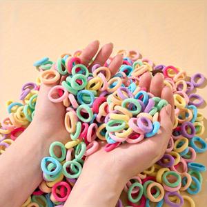 TEMU 600개입 미니 멀티컬러 헤어 타이 세트