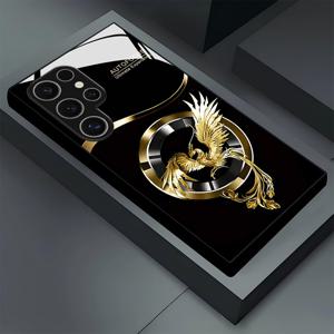TEMU 휴대폰 케이스 - 2025년형 고급 비즈니스 크리에이티브 맞춤형 골든 phoenix 원형 로고 패턴 신형 유리 휴대폰 케이스 (삼성 갤럭시 S25/S24/S24Fe/S24Plus/S24Ultra/S23/S23Fe/S23+/S23Ultra/S22/S22+/S22Ultra/S21/S21+/S21Ultra/S20/S20+/S20Fe/용)