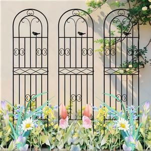 TEMU 3개 세트, 70.8인치 블랙 메탈 클라이밍 플랜트 트렐리스, 빈티지 스타일 정원/파티오/발코니/거실/실내/야외용 장미, 모란, 여우장갑, 담쟁이덩굴, 및 기타 덩굴식물 지지대, 정원 애호가를 위한 완벽한 선물, 장식용 식물 스탠드 스크린, 미적 식물 액세서리, 덩굴식물용 트렐리스