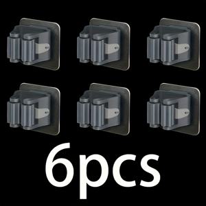 TEMU 6개 세트 모던 벽걸이형 대걸레 빗자루 걸이대 - 드릴링 필요 없음, 욕실 및 주방용 고하중 플라스틱 수납 고리, 간편한 설치, 모던 벽걸이형 수납함 | 디자인 | 내구성 있는 플라스틱, 실용적인 고리, 다용도 고리