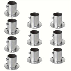 TEMU 10개 스테인리스 스틸 로드 브래킷, 플랜지 브라켓 벽걸이 고정 펜스 트랙 엔드 캡 (25.4mm/1'' 파이프용 나사 포함)