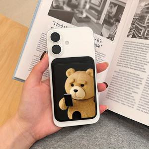 TEMU PC 재질로 제작된 강력하고 패셔너블한 카드 홀더. 곰돌이 캐릭터 디자인으로 Samsung, iPhone 및 기타 마그네틱 폰 또는 케이스와 호환됩니다. 은행 카드, 신용 카드 등 1~4장의 카드를 보관할 수 있습니다.