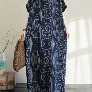 TEMU 우아한 방향성 드레스 프린트 린넨 여름 드레스 패셔너블 여름 휴가 의상 베스트 Valentine'S Day 선물 우아한 여성 휴가 의상 어버이날 라마단 카니발 의상 봄/여름 캐주얼 출퇴근 집 여행 Valentine'S Day 데이트