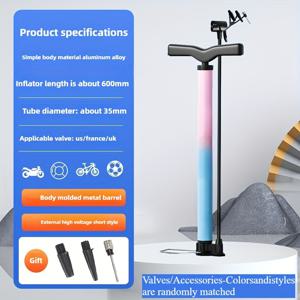 TEMU 믹스 컬러 그라데이션의 다기능 휴대용 핸드 펌프. 자전거, 전기 자동차, 농구공, 축구공, 배구공 및 기타 스포츠 장비에 적합합니다.