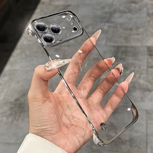 TEMU 휴대폰 케이스 - 고급 투명 초박형 무경계 아이폰 17 16 15 14 13 12 11 Pro Max Plus 호환 남녀 공용 렌즈 보호 클리어 17 Pro Max 케이스 충격 방지 후면 커버