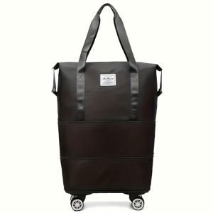 TEMU 접이식 디자인과 바퀴가 있는 다기능 50.01리터 대용량 여행 가방입니다. 3단 확장 가능 레이어, 오버사이즈 용량, 지퍼형 휴일 여행 가방 (고정 숄더 스트랩 포함), 손세탁 가능