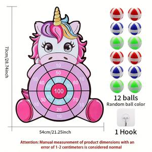TEMU 대형 유니콘 끈끈이 볼 다트 보드 장난감 | 비전자식 소프트 헤드, 상호 작용 놀이에 이상적, 실내 및 실외 사용에 적합, 추수감사절, 크리스마스, 할로윈, 설날 등 파티 및 축제에서 인기, 배터리 없음
