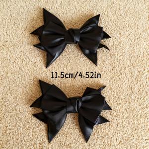 TEMU 1쌍 탈부착 가능한 블랙 슈 참 - 더블 보우 디자인, 스니커즈, 부츠 호환 - 크리스마스, 졸업, 백투스쿨 파티용 신발 액세서리 (쉬운 클립온)