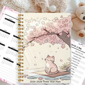 TEMU 1권 3년 플래너 노트북 - 연간 개요, 월간 캘린더 & 할 일 목록 포함 - 학생용 학업 및 개인 계획 바인더, 접이식 커버, 목표 추적 시스템 - 5.5