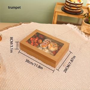 TEMU 스냅 뚜껑이 있는 4팩 헤비듀티 일회용 크래프트 종이 피크닉 박스 - 바베큐, 파티, 디저트, 과일 플래터 및 배달용 견고한 직사각형 테이크아웃 용기 - 목재 펄프 박스 대량 팩