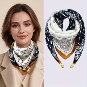 TEMU 패션적인 페일리 패턴 스카프 (자석 잠금 장치 포함), 안전하게 유지되도록 디자인됨. 다양한 스타일과 색상으로 제공, 가볍고 통기성이 좋으며, 해변 파티에 적합하며 휴일 외출에 필수품입니다. 가을철의 따뜻함에도 적합합니다.