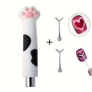 TEMU 3개 고양이 발자국 자석 네일 아트 도구 - ABS 플라스틱 네일 폴리쉬 자석, 인체공학적 손잡이, 강력한 자석 디자인 (젤 네일 폴리쉬 & 프렌치 매니큐어 액세서리용), 원통형 고양이 눈 효과 흡착, 가정용 살롱에 적합