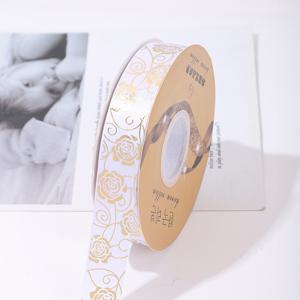 TEMU 연속 길이 5야드 (폭 25mm) 실리스틱 장미 스탬프가 있는 광택/새틴 리본 - 선물 포장, 케이크 장식, 리본, 장식용 - 우아한 폴리에스터 리본 (공예 및 웨딩 용품)
