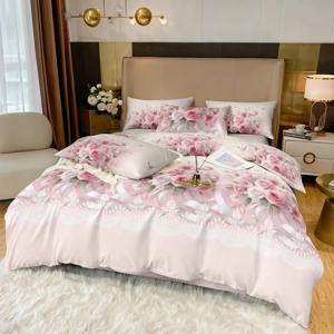 TEMU 핑크 장미 부케 3개 이불 커버 세트, 격자 무늬는 클래식하고 변하지 않는 요소이며, 격자 무늬는 다양한 분야의 스타일로 장식하여 독특함을 보여줍니다. 따뜻하고 클래식하며 스타일리시하며 부드럽고 편안합니다. 통기성 좋은 침구