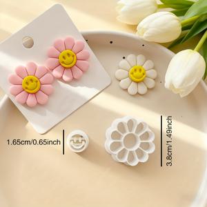 TEMU 2개 세트 해피 데이지 폴리머 클레이 커터 & 몰드 키트 - 고정밀 재사용 가능 DIY 공예 도구, 플라스틱 데이지 꽃 몰드 포함, 핸드메이드 주얼리 제작, 소프트 클레이 귀걸이, 레진 공예, 폴리머 클레이 아트 - 엠보싱 스탬프, 이상적