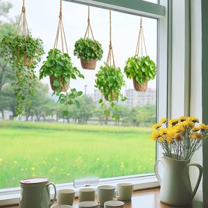 TEMU 모의 매달린 녹색 식물 유리 스티커, 북유럽 스타일 실내 창틀 및 벽 장식 데칼