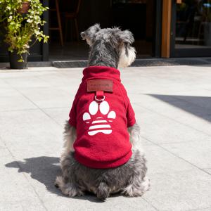 TEMU 부드러운 강아지 발자국 로고 스웨터, 안전한 리드 루프가 있는 따뜻한 강아지 파자마 스웨트셔츠, 포근한 강아지 재킷 겨울 코트, 소형 및 중형 강아지와 고양이를 위한 애완동물 옷, 남아 또는 여아용