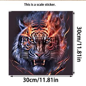 TEMU 휴대용 저울을 위해 디자인된 파란색과 주황색 불꽃 호랑이 토템 스티커, 저울용. 휴대용 저울, 가정용 저울, 휴대용 저울, 욕실 저울에 적합한 고품질 PVC 스티커 및 장식 필름, 간편한 부착