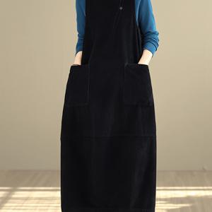 TEMU 일본식 스퀘어 라운드넥 포켓 민소매 드레스 - 코드 베스트, 단색 숏 드레스, 사계절 캐주얼 웨어, 세탁기 사용 가능한 심플한 아웃핏 (장식 없음) - 여성 패션 100% 재고 상품