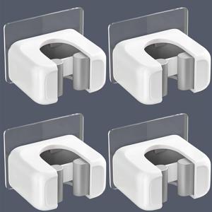 TEMU 4개 펀치 프리 벽걸이 다기능 수납 클립 세트, 가정용 빗자루 및 걸레 수납 랙, 걸레 수납 클립, 욕실 및 거실 걸레 수납에 적합, 다용도 후크