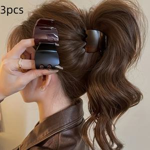 TEMU 3개 매트 하이 포니테일 홀더 헤어 클립, 고급 여성용 2025 신상 샤크 클립 헤어핀