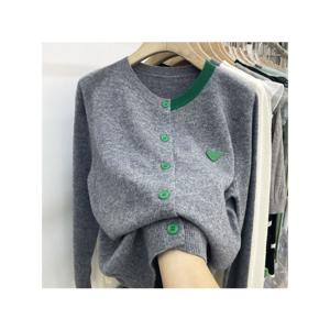TEMU Wa365 하트패치 컬러배색 라운드 니트 가디건 부드러운 레이온 여성 니트티 스웨터 03