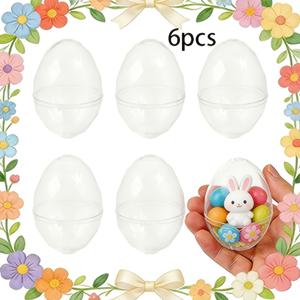 TEMU 투명 플라스틱 부활절 달걀 6개, 속을 채울 수 있는 장식품, 스티커 장식, 부활절 및 가정 장식용, 모던 스타일, 탁상용 디스플레이