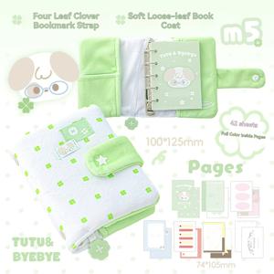 TEMU 귀여운 플러시 폴카 도트 M5 바인더 - 색상이 다양한 페이지가 있는 리필 가능한 노트북, 노트 작성 및 계획을 위한 미적 학생 저널