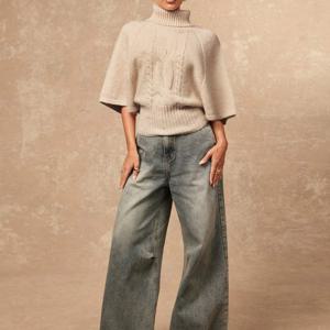 TEMU 터틀넥 반팔 집게소매 허리 묶음 배트윙 슬리브 케이프 | 텍스처 여성 스웨터, 고급스러운 프로미 모임 파티 연회, 소박한 올드 머니 코, 글리터 파티, 레이브 페스티벌, 야외 풍성한 레이어 웨딩 시즌, 크리스마스 새해