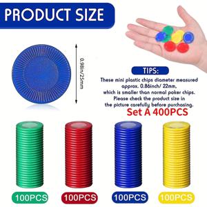 TEMU 400개 내구성 좋은 PS 플라스틱 코인 세트 | 포커, 테이블 게임, 파티 장식에 적합 - 부드러운 게임 토큰, 생생한 색상, 튼튼한 구조로 가정 엔터테인먼트, 야간 게임, 테이블탑 플레이에 적합