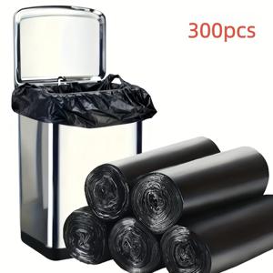 TEMU 블랙 토트 쓰레기 봉투 300개입 (7.5L 팩) - 가정, 사무실, 주방, 욕실, 야외용. 열기 쉬운 손잡이가 있는 스타일리시한 블랙 쓰레기 봉투. 일상적인 쓰레기 보관에 이상적