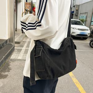 TEMU 1개 남성용 블랙 단색 멀티 포켓 대용량 캔버스 차량용 재봉형 사각 크로스바디 백 남성용 여행용 크로스바디 백 신학기 남성용 용품 가방 대학교 교사