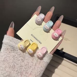 TEMU 매우 귀여운 새끼 강아지 슬리퍼 6개 세트, 귀엽고 사랑스러운 앞머리용 만화 헤어 액세서리