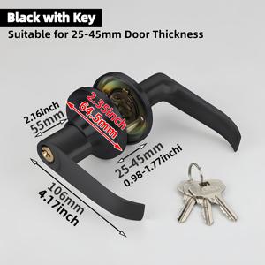 TEMU 알루미늄 합금 3봉합봉 수납형 도어락 1개입, 3개의 열쇠가 포함된 손잡이, 내구성 있는 실내 도난 방지 침실용 자물쇠, 실내 침실/욕실문/방 목재문/실외 거실 등용 범용 가정용 도어락