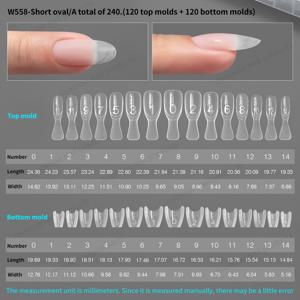 TEMU 240개 신제품 네일 샌드위치 네일 연장 몰드, 숏 오벌 & 숏 스퀘어 더블 레이어 네일 연장 몰드, 15가지 사이즈 네일 연장 플레이트 세트, 아름다운 보관함 포함, 재사용 가능