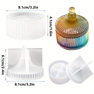 TEMU 양초병, 실리콘 상자, 뚜껑이 있는 원형 보관 용기 제작을 위한 레진 몰드 세트, 예술적인 캐스팅에 적합