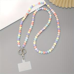 TEMU 컬러풀 러브 크로스바디 체인 백 숄더 스트랩 랜야드 펜던트 모바일 폰 체인 비즈 투명 카드