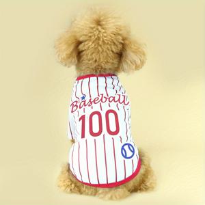 TEMU 대형, 중형, 소형견을 위한 스포티 강아지 티셔츠입니다. 뒷면에는 'Baseball 100' 문구가 새겨져 있으며, 패션과 운동성을 융합하여 활동적인 털옷 친구를 위한 디자인입니다.