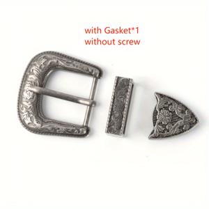 TEMU 1개 메탈 아연 합금 빈티지 조각 수제 가죽 벨트 버클, 합금 재질, 웨스턴 3피스 벨트 버클, 조각 3핀 버클, 두 가지 사이즈, 나사 포함 대형 사이즈, 개스킷 포함 소형 사이즈