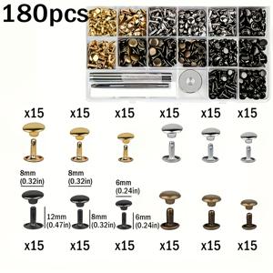 TEMU 1개 망치만/360/180개 가죽 리벳/180개 망치 세트 포함 구멍 펀치 도구 6/8mm 이중 캡 원형 리벳 가죽 공예 신발 가방 벨트 의류 팔찌 장식 수리 도구