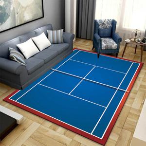 TEMU 800G/M2 무게 벨벳 테니스 코트 디자인 미끄럼 방지 러그 1개, 거실, 침실, 홈 , 침대, 의자 러그에 적합, 기숙사 및 정원 마당 매트