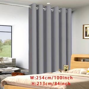 TEMU 1개 방갈이 커튼 - 침실 파티션, 거실 및 공용 사무실용 프라이버시 커튼, 열차단 그로멧 커튼 패널, 도어용, W100*H84인치 블랙