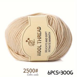 TEMU 고품질 순면 중간 두께 울 얀 스케인, 수제 뜨개질 재료 패키지, 뜨개질 생산 가을/겨울 패션 따뜻한 스웨터, 스웨터, 스카프, 모자 얀 볼, 6개/팩