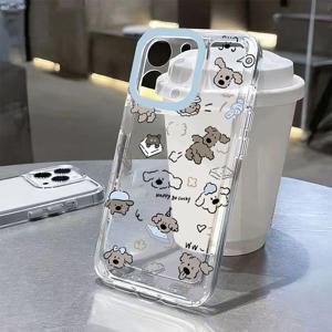 TEMU 폰케이스: 그레이 강아지 카툰 컬러풀 프레임 아이폰 16/16 Pro/16 Pro Max/ Pro/15 Pro Max/14/14 Pro/14 Pro Max/13/13 Pro/13 Pro Max/12/12 Pro Max/11/11 Pro Max/XS Max/8 Plus/6s 호환 - 새로운 마카롱 폰케이스, 휴일 선물