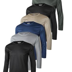 TEMU 봄, 여름용 긴팔 남성 티셔츠 6종 세트, 통기성 및 땀 흡수 기능, 스포츠 훈련 및 작업에 적합, 멀티피스 조합, 땀 방지