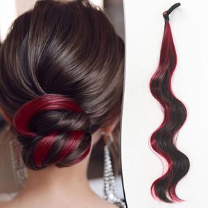 TEMU 합성 16인치 긴 셀프 윈딩 분발 헤어 블랜드, DIY 고무 밴드 컬러 데이 커슬 블랜드, 여성의 일상/휴일/파티 활동에 적합, 포니테일