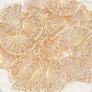 TEMU 반짝이는 금색 팬 모양 아크릴 비즈 20개 세트, 주얼리, 팔찌 및 키체인 제작에 완벽