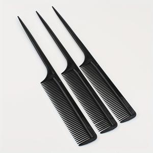 TEMU 가정용 블랙 플라스틱 뾰족한 꼬리 빗, 밀도 높은 이빨 브레이딩 뾰족한 빗, 전문 미용 및 헤어드레싱 빗
