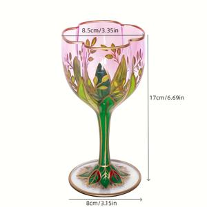 TEMU 1개 오스트리아 중세 샴페인 잔, 유리 와인잔, 핑크 손으로 그린 그릇, 빈티지 꽃 깍대기, 홈 주방 거실에 적합한 샴페인 글라스, 야외 저녁 파티용, 친구를 위한 선물